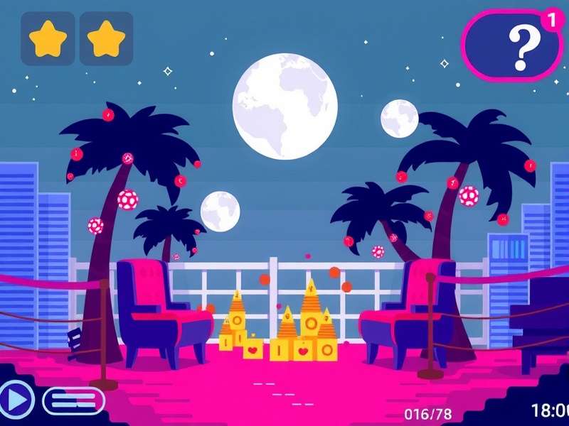 A vibrant neon-lit music studio setup with a microphone and keyboard, representing the funky vibe of FNF