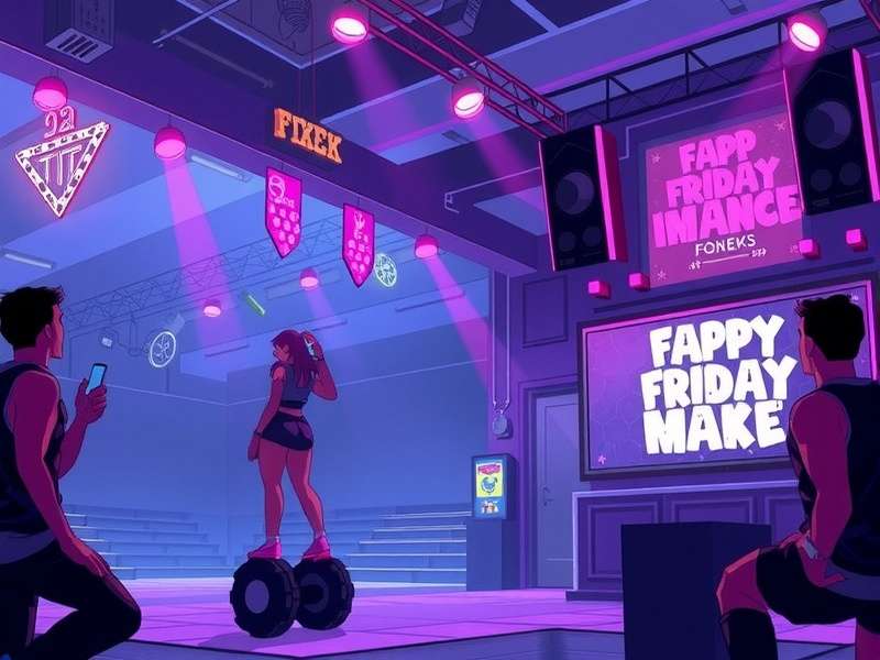 Friday Night Funkin' Boyfriend and Girlfriend facing Daddy Dearest in a musical showdown