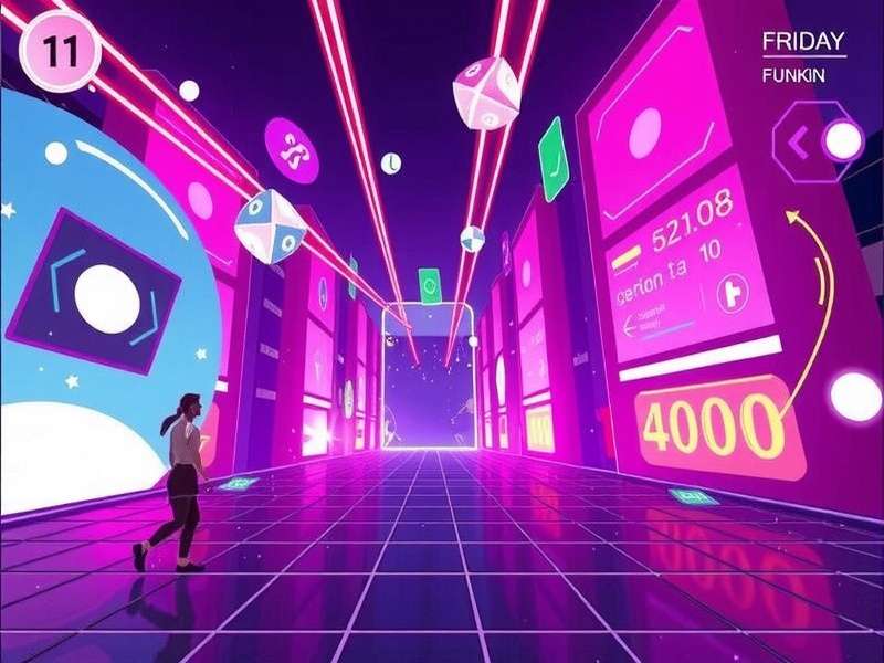 Vibrant neon music studio with synthesizers and lighting