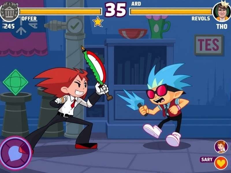 Two gamers competing in a Friday Night Funkin online battle