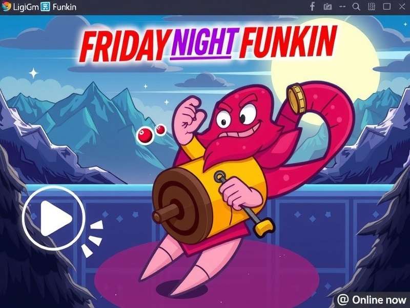 Friday Night Funkin Online Mod gameplay screenshot featuring characters Boyfriend and Girlfriend in a musical battle