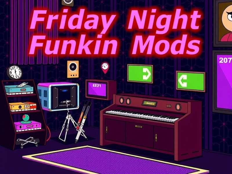 Friday Night Funkin Qt mod interface showcasing advanced UI and visual effects