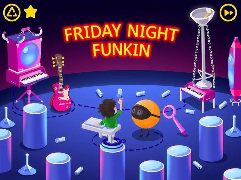 Friday Night Funkin gameplay on a Chromebook laptop screen