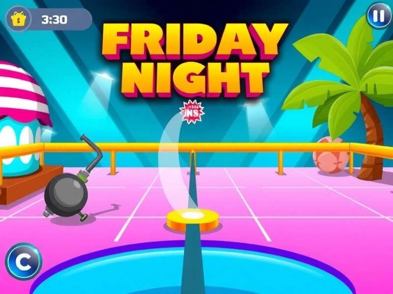 Friday Night Funkin gameplay on an Android smartphone showing rhythm note patterns and a character face-off
