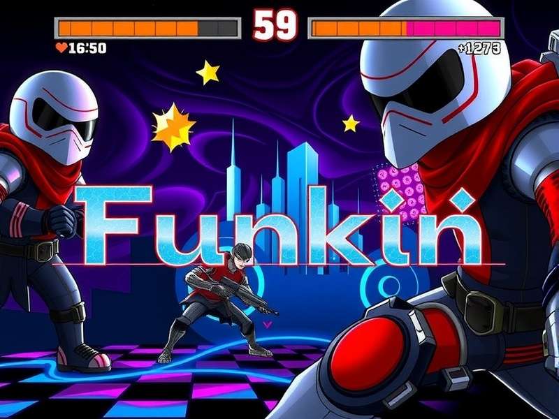 Friday Night Funkin game characters Boyfriend and Girlfriend performing on stage with neon lights