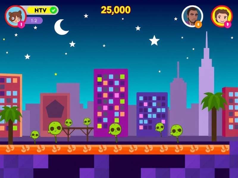 Friday Night Funkin game characters Boyfriend and Girlfriend on stage with neon lights
