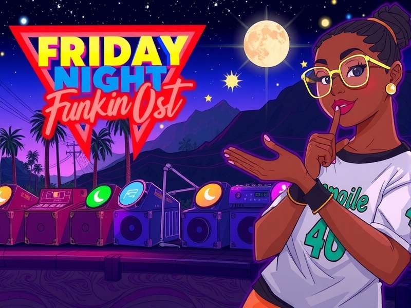 Friday Night Funkin OST — Complete soundtrack visual with colourful music notes and game characters
